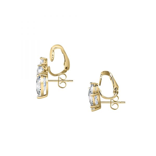 CHIARA FERRAGNI DIAMOND HEART  EARRINGS YELLOW GOLD+WHITE CZ 20*17.7MM