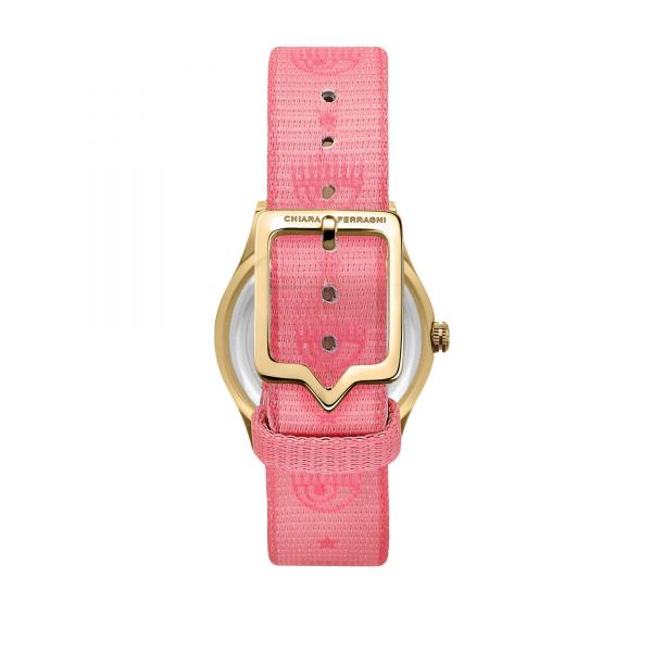 CHIARA FERRAGNI EVERYDAY 32MM 3H YELLOW GOLD DIAL PINK STRAP