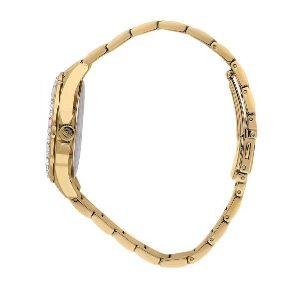 CHIARA FERRAGNI SPORT BAGUETTE 36MM 3H SILVER DIAL BRACELET YELLOW GOLD