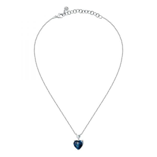 CHIARA FERRAGNI DIAMOND HEART  PENDANT  SILVER+WHITE/BLUE CZ 38+4CM