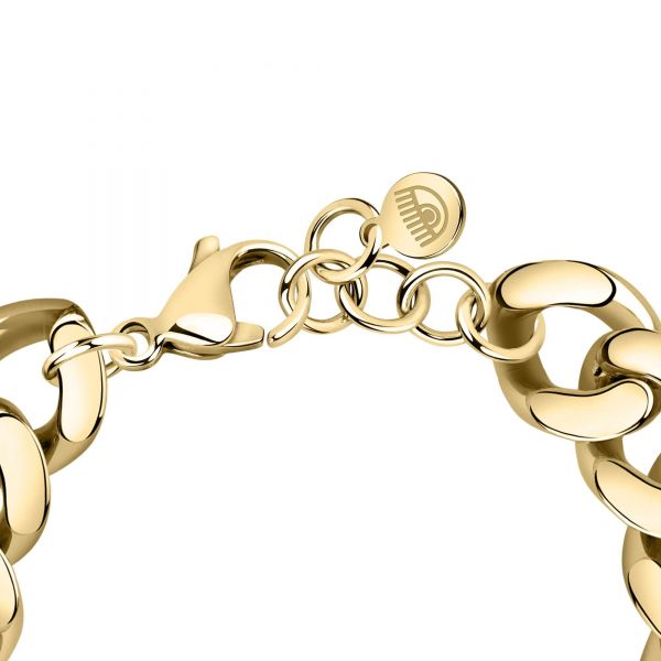 CHIARA FERRAGNI CHAIN BRACELET YELLOW GOLD+SILVER/PAVE WHITE CZ 170+25MM