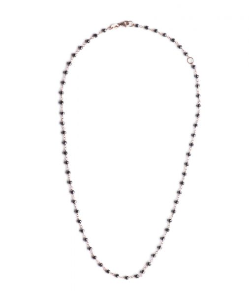 ALISEI C47- Collana Rosario Nero Ag925 Cm 80 rose'