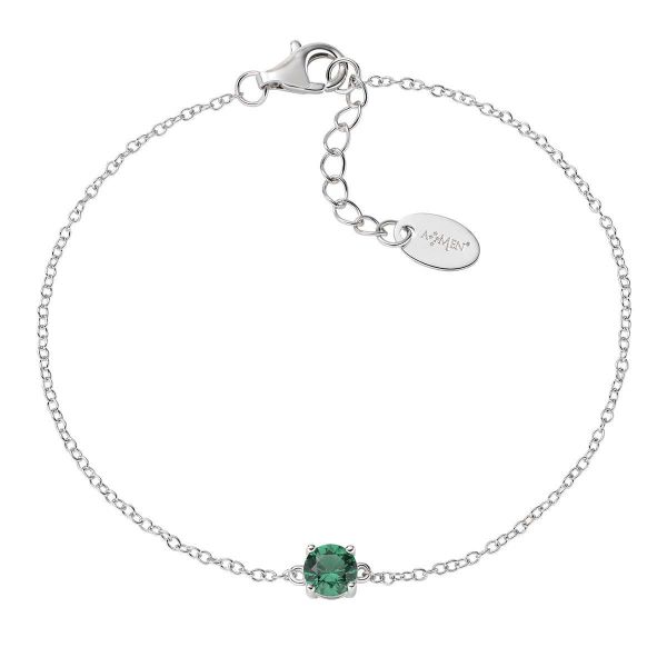 AMEN  Bracciale Punto Luce Zircone Verde