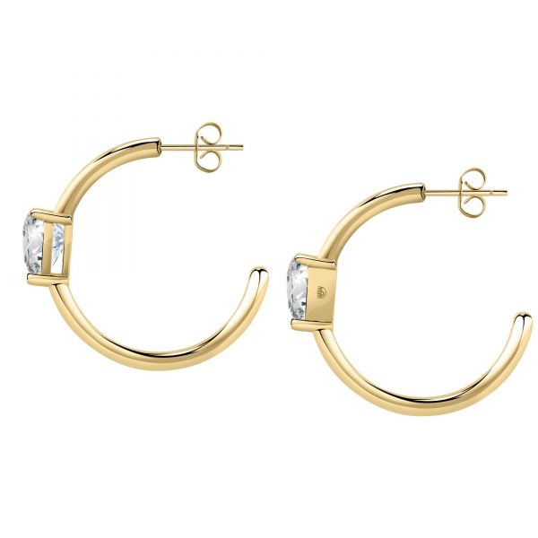 CHIARA FERRAGNI DIAMOND HEART  EARRINGS YELLOW GOLD+WHITE CZ 28MM