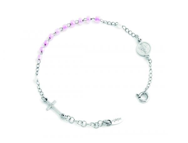 AMEN  Bracciale Rosario Junior  AG925  cristalli rosa